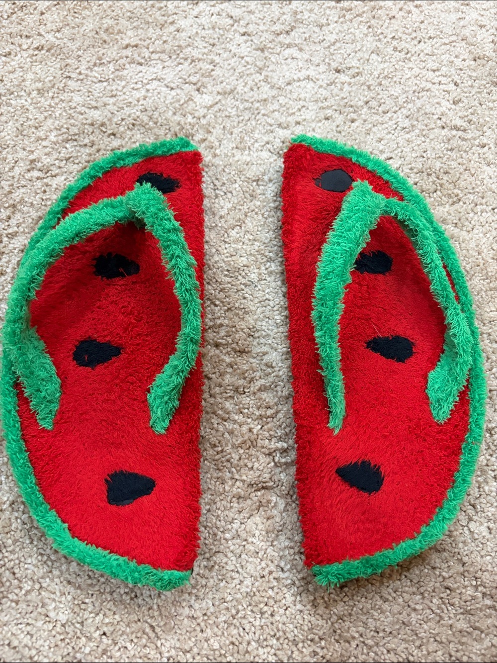 Watermelon Plush Women's Slippers - Made in Thailand fits size 7 and up